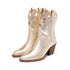 DAMEN COWBOY-STIEFEL - BESTICKTE ANKLE-BOOTS MIT BLOCKABSATZ
